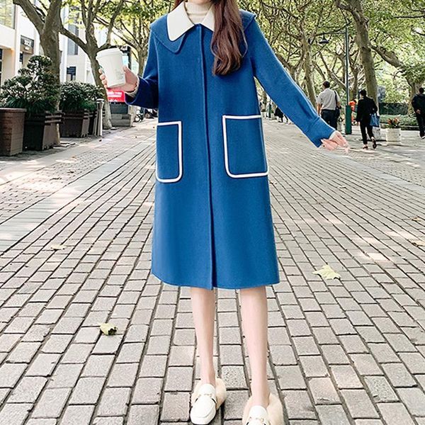 women's wool & blends 2021 autumn and winter double-sided woolen long coat loose korean cashmere, Black
women's wool & blends 2021 autumn and winter double-sided woolen long coat loose korean cashmere, Black
