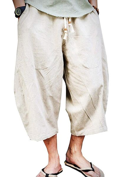 men's pants 2021 summer chinese style linen loose thin section harem elastic waist strap fashion large size, Black
men's pants 2021 summer chinese style linen loose thin section harem elastic waist strap fashion large size, Black