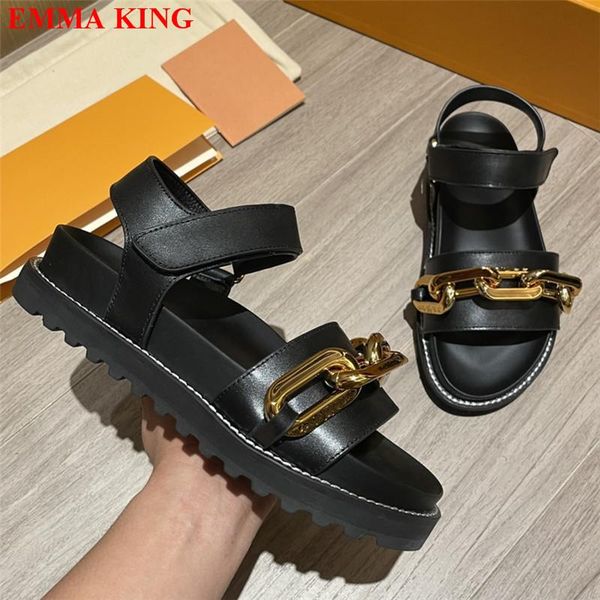 sandals 2021 chain thick sole gladiator women fashion metal decor ankle strap leather platform casual shoes woman, Black
sandals 2021 chain thick sole gladiator women fashion metal decor ankle strap leather platform casual shoes woman, Black