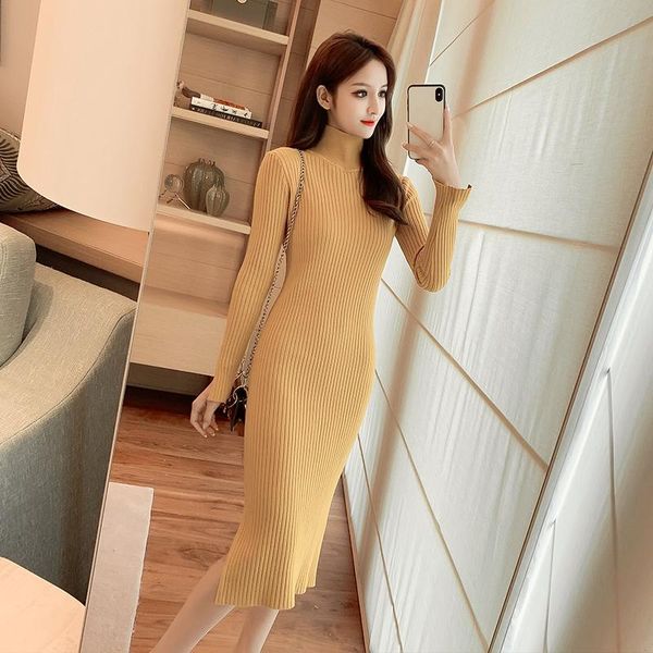 casual dresses women's autumn winter turtleneck solid color sheath slim knit dress vintage elegant korea chic female sweater vestidos, Black;gray
casual dresses women's autumn winter turtleneck solid color sheath slim knit dress vintage elegant korea chic female sweater vestidos, Black;gray