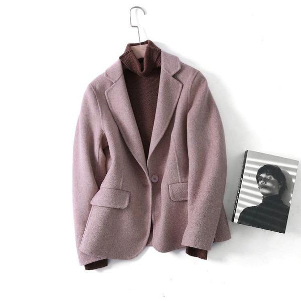 women's wool & blends ladies temperament handmade double-sided one button suit 2021 autumn woolen jacket, Black
women's wool & blends ladies temperament handmade double-sided one button suit 2021 autumn woolen jacket, Black