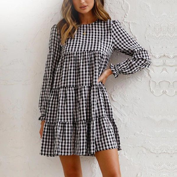 casual dresses spring autumn plaid dress robe for women 2021 long sleeve o-neck female sweet vintage party vestidos a541, Black;gray
casual dresses spring autumn plaid dress robe for women 2021 long sleeve o-neck female sweet vintage party vestidos a541, Black;gray