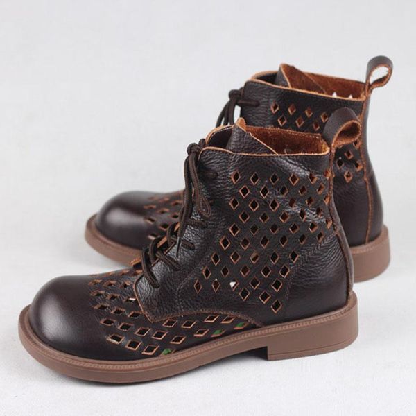 summer boots women genuine leather woman ankle hollow-out women's shoes lace up female, Black
summer boots women genuine leather woman ankle hollow-out women's shoes lace up female, Black