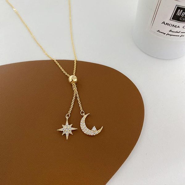 pendant necklaces allme wonderful full spark cz stone star moon necklace for women thin adjustable chain stylish accessories, Silver
pendant necklaces allme wonderful full spark cz stone star moon necklace for women thin adjustable chain stylish accessories, Silver