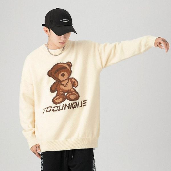 men's sweaters men knitted bear jumpers loose streetwear women hip hop harajuku casual pullover knitwear fashion outwear, White;black
men's sweaters men knitted bear jumpers loose streetwear women hip hop harajuku casual pullover knitwear fashion outwear, White;black