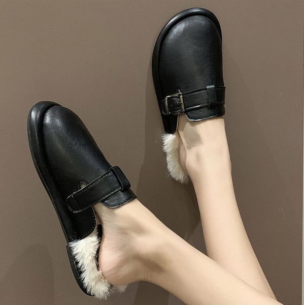 slippers pu outdoor women's winter sandals platform-bottom lazy shoes buckle warm short plush flat with solid 30, Black
slippers pu outdoor women's winter sandals platform-bottom lazy shoes buckle warm short plush flat with solid 30, Black