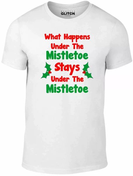 What Happens Under The Mistletoe Men's T-Shirt Kissing Christmas Romance, White;black
What Happens Under The Mistletoe Men's T-Shirt Kissing Christmas Romance, White;black