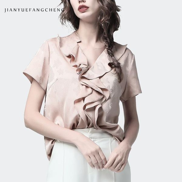 ruffle floral women blouse soft satin v-neck short sleeve loose plus size 4xl solid color female summer and blouses women's & shirt, White
ruffle floral women blouse soft satin v-neck short sleeve loose plus size 4xl solid color female summer and blouses women's & shirt, White