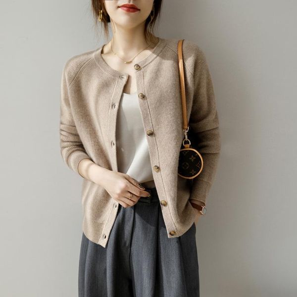 women's knits & tees early autumn 2021 han fan cardigan all wool knitted coat round neck buckle sweater 100, White
women's knits & tees early autumn 2021 han fan cardigan all wool knitted coat round neck buckle sweater 100, White