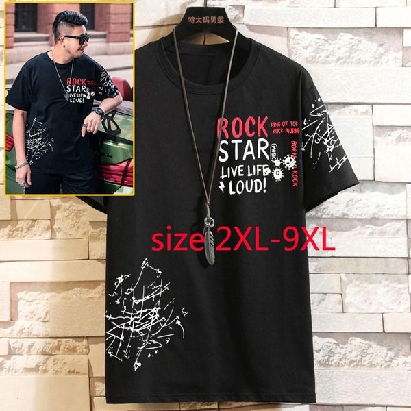 men's t-shirts arrival super large summer oversize men fashion short sleeve casual o-neck knitted print t shirt plus size m-7xl 8xl 9xl, White;black 
men's t-shirts arrival super large summer oversize men fashion short sleeve casual o-neck knitted print t shirt plus size m-7xl 8xl 9xl, White;black