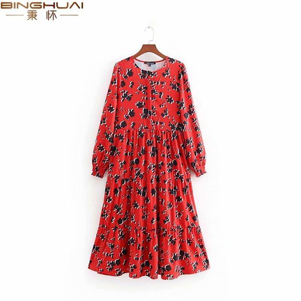 casual dresses women fashion floral print red long dress ladies o neck pleated big swing chic vestidos retro brand party, Black;gray
casual dresses women fashion floral print red long dress ladies o neck pleated big swing chic vestidos retro brand party, Black;gray