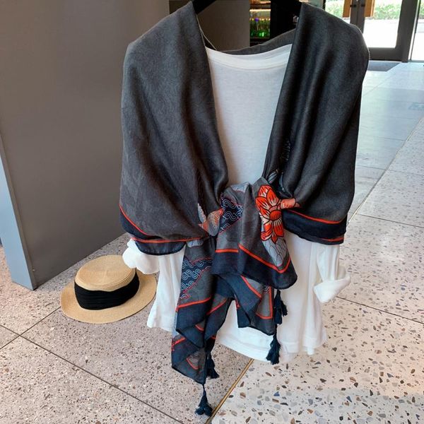 scarves woman's silk scarf summer seaside beach thin shawls wraps spring autumn long sunscreen ladies tippet for women, Blue;gray
scarves woman's silk scarf summer seaside beach thin shawls wraps spring autumn long sunscreen ladies tippet for women, Blue;gray