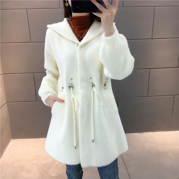 women's wool & blends winter thick faux mink cashmere hooded woolen coat women loose mid long outwear korean 6 color sleeve jacket fema, Black
women's wool & blends winter thick faux mink cashmere hooded woolen coat women loose mid long outwear korean 6 color sleeve jacket fema, Black