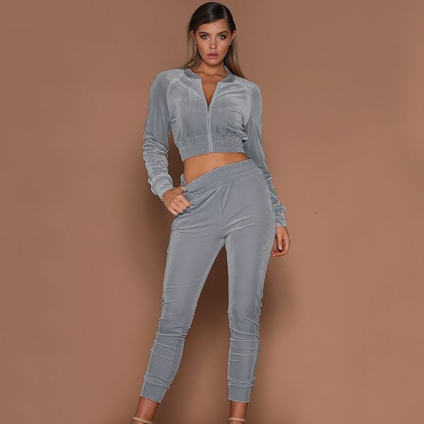 the fashion leisure 2pcs women edressu 2021 autumn fashion velvet tracksuit sport s pink short jacket jogger pants yp-8711the female suit, Gray
the fashion leisure 2pcs women edressu 2021 autumn fashion velvet tracksuit sport s pink short jacket jogger pants yp-8711the female suit, Gray