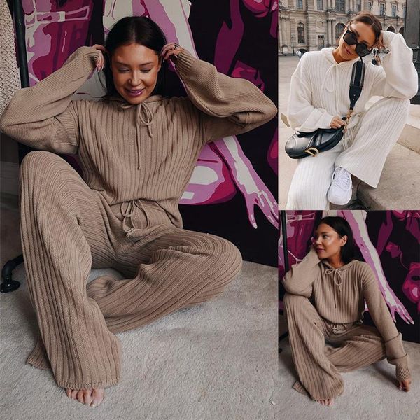women's tracksuits spring/fall knitted suit fashion solid color hooded sweater loose trousers elegant sports and leisure home wear clot, Gray
women's tracksuits spring/fall knitted suit fashion solid color hooded sweater loose trousers elegant sports and leisure home wear clot, Gray