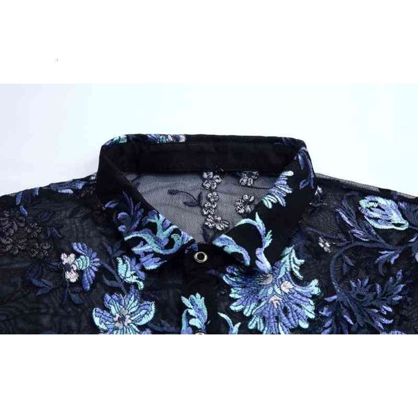 a velvet social flower impression club homme summer short sleeve transparent shirt, White;black
a velvet social flower impression club homme summer short sleeve transparent shirt, White;black