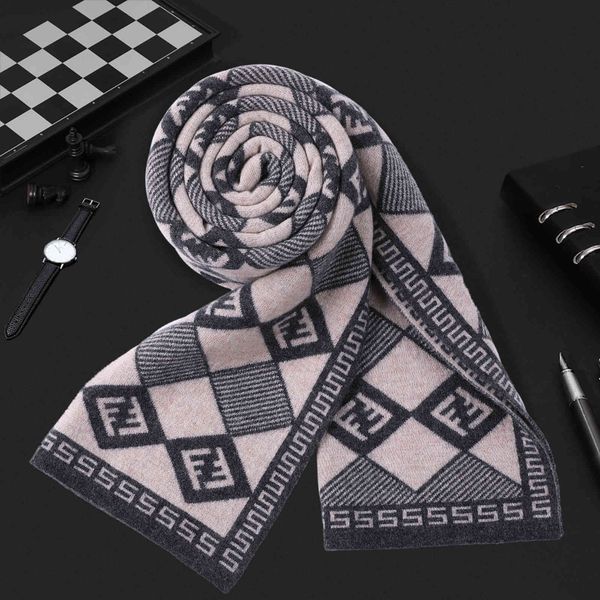 design men's knitted scarf men's geometric pattern black coffee business casual wool bib, Blue;gray
design men's knitted scarf men's geometric pattern black coffee business casual wool bib, Blue;gray