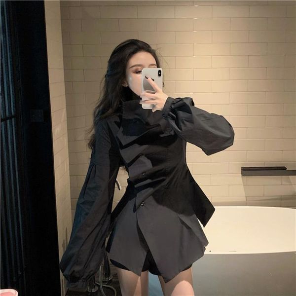 women's blouses & shirts spring sweet full irregularly buttoned pleated casual shirt korea style loose black women blouse qz246, White
women's blouses & shirts spring sweet full irregularly buttoned pleated casual shirt korea style loose black women blouse qz246, White