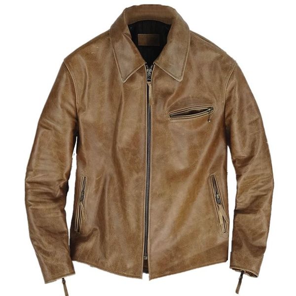 men's leather & faux import oil wax kaji jacket classic 1940s genuine clothes old cow, Black
men's leather & faux import oil wax kaji jacket classic 1940s genuine clothes old cow, Black
