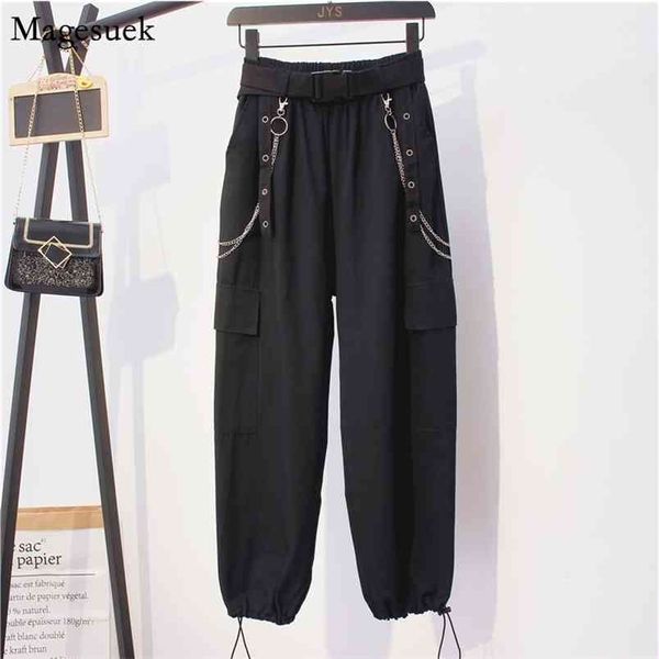 autumn high waist women cargo pants harajuku casual elastic streetwear with chain and belt loose harem 10653 210512, Black;white
autumn high waist women cargo pants harajuku casual elastic streetwear with chain and belt loose harem 10653 210512, Black;white
