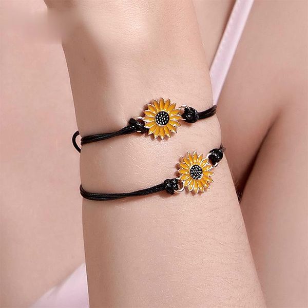 summer couple sunflower bracelet mori style simple black rope girlfriends' gift sisters carrying strap charm bracelets, Golden;silver
summer couple sunflower bracelet mori style simple black rope girlfriends' gift sisters carrying strap charm bracelets, Golden;silver