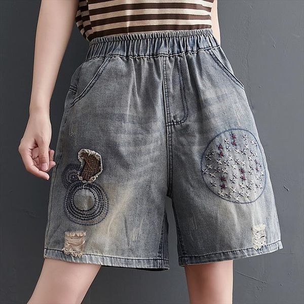 fashion embroidery patchwork jeans ripped womens shorts denim pants washed bleached elastic waist casual mujer, White;black
fashion embroidery patchwork jeans ripped womens shorts denim pants washed bleached elastic waist casual mujer, White;black
