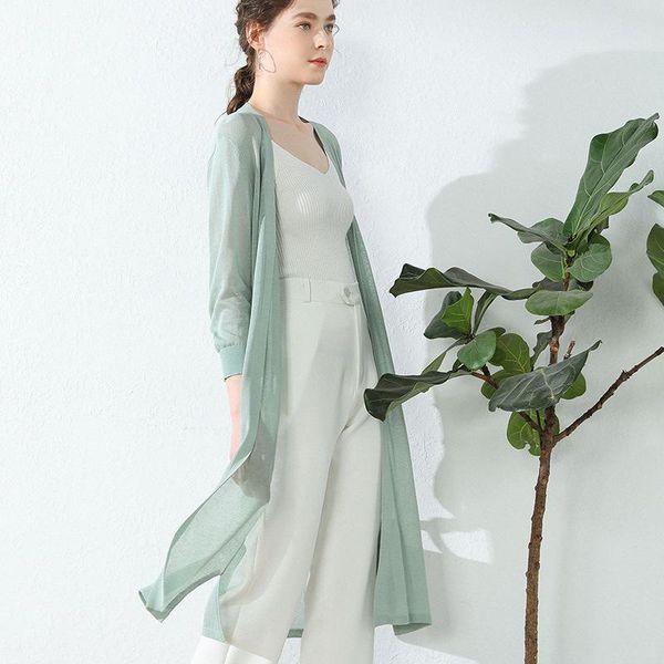 women's knits & tees 2021 women spring summer fashion long solid color designed knitted cardigan light thin sweater female casual loose, White
women's knits & tees 2021 women spring summer fashion long solid color designed knitted cardigan light thin sweater female casual loose, White