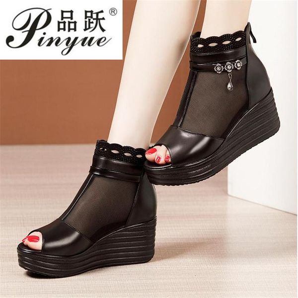 dress shoes 32--43 wedge heel high gauze cold boots for women summer thick soles hollow breathable large size fish mouth sandals, Black
dress shoes 32--43 wedge heel high gauze cold boots for women summer thick soles hollow breathable large size fish mouth sandals, Black