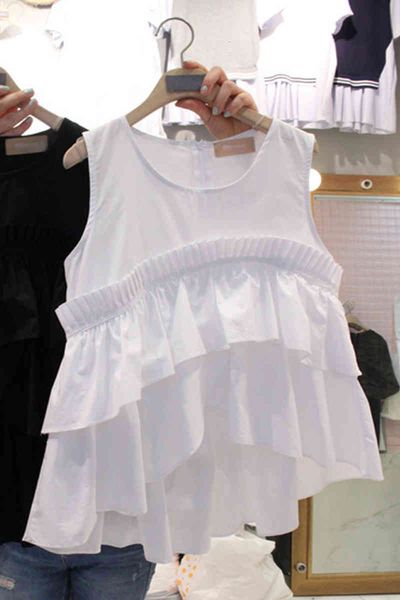 blouses blouse womoan spring summer korean style ruffle loose doll irregular slit sleeveless shirt blusas, White
blouses blouse womoan spring summer korean style ruffle loose doll irregular slit sleeveless shirt blusas, White