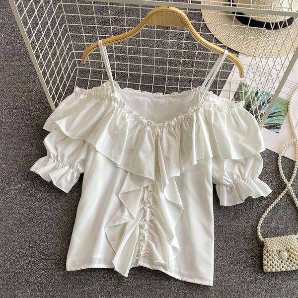 women's blouses & shirts 2021 summer style puff sleeve blouse female v-neck short-sleeved ruffled bluse one-shoulder shirt gl499, White
women's blouses & shirts 2021 summer style puff sleeve blouse female v-neck short-sleeved ruffled bluse one-shoulder shirt gl499, White