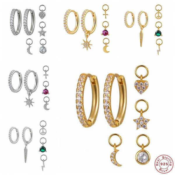 hoop & huggie romad 925 sterling silver white zircon mosaic earrings with moon star heart pendant accessories for women party fine jewel, Golden;silver
hoop & huggie romad 925 sterling silver white zircon mosaic earrings with moon star heart pendant accessories for women party fine jewel, Golden;silver