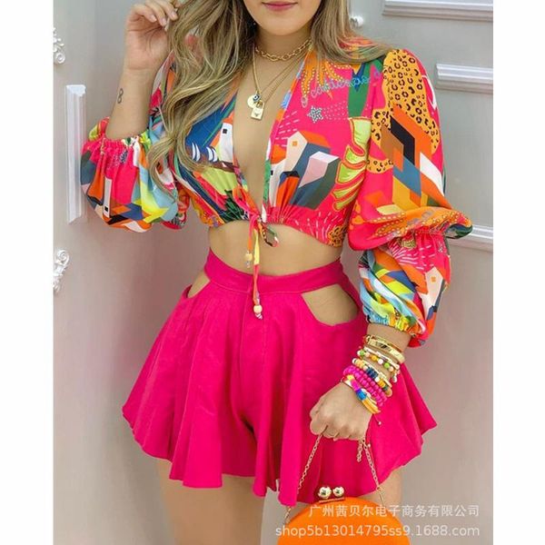 women's tracksuits wepbel summer patchwork shorts set outfits ladies fashion lace up v neck crop + high waist two piece, Gray
women's tracksuits wepbel summer patchwork shorts set outfits ladies fashion lace up v neck crop + high waist two piece, Gray