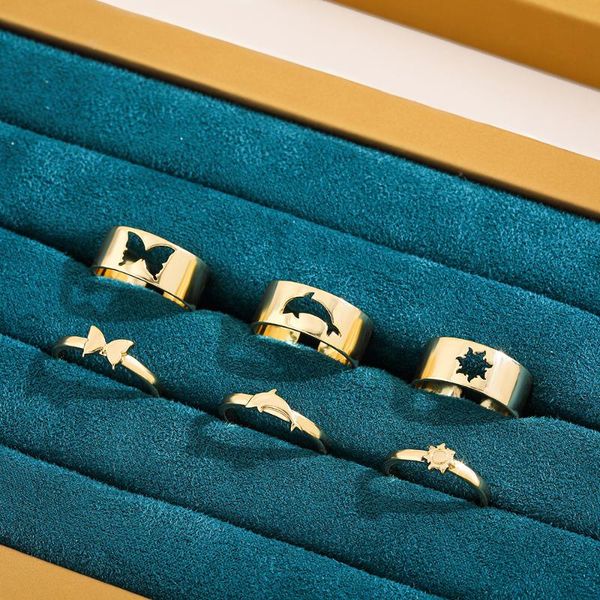 wedding rings 2021 trendy dolphin sun couple open set gold color metal butterfly chunky for women men friendship gifts, Slivery;golden
wedding rings 2021 trendy dolphin sun couple open set gold color metal butterfly chunky for women men friendship gifts, Slivery;golden
