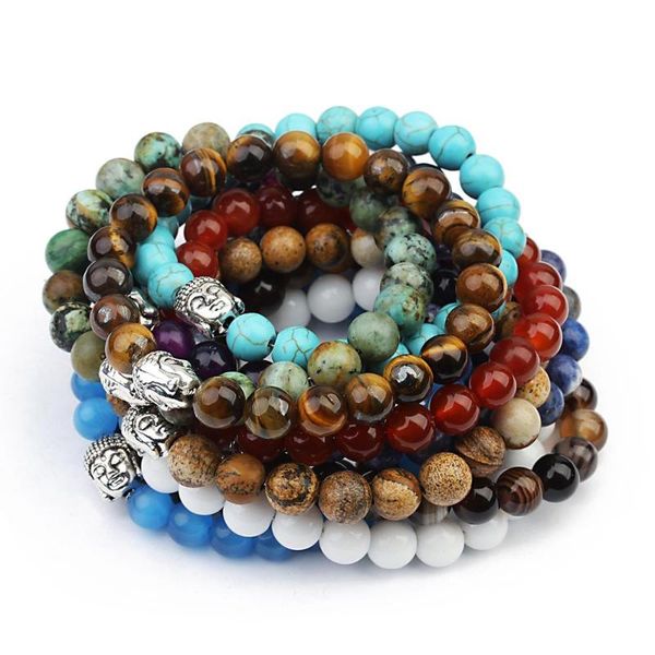 charm bracelets 19cm natural stone white turquoises black 8mm beaded buddha head bangles for men women party jewelry, Golden;silver
charm bracelets 19cm natural stone white turquoises black 8mm beaded buddha head bangles for men women party jewelry, Golden;silver