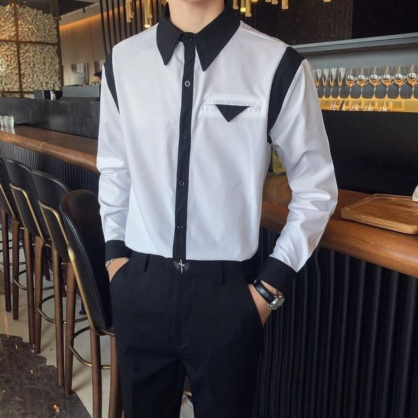men's casual shirts 2021 stylish black white patchwork color for men streetwear plus size nightclub long sleeve loose mens fashion shir, White;black
men's casual shirts 2021 stylish black white patchwork color for men streetwear plus size nightclub long sleeve loose mens fashion shir, White;black