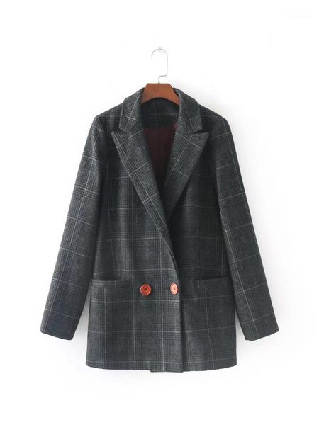 women's jacket 2021 fashion casual temperament loose stitching plaid wool double pocket small blazer suits & blazers, White;black
women's jacket 2021 fashion casual temperament loose stitching plaid wool double pocket small blazer suits & blazers, White;black