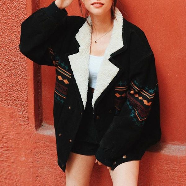 women's jackets winter jacket women streetwear loose long sleeves print single-breasted lapel plus velvet fur coat lugentolo, Black;brown
women's jackets winter jacket women streetwear loose long sleeves print single-breasted lapel plus velvet fur coat lugentolo, Black;brown
