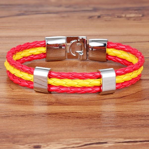 new fashion braided surfer bandage national spain flag leather trendy sporty friendship bracelets for men women, Red;brown
new fashion braided surfer bandage national spain flag leather trendy sporty friendship bracelets for men women, Red;brown