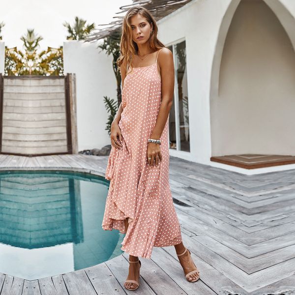 dresses summer long dot print women beach style cotton slash neck ankle-length spaghetti strap 6oio, Black;gray
dresses summer long dot print women beach style cotton slash neck ankle-length spaghetti strap 6oio, Black;gray