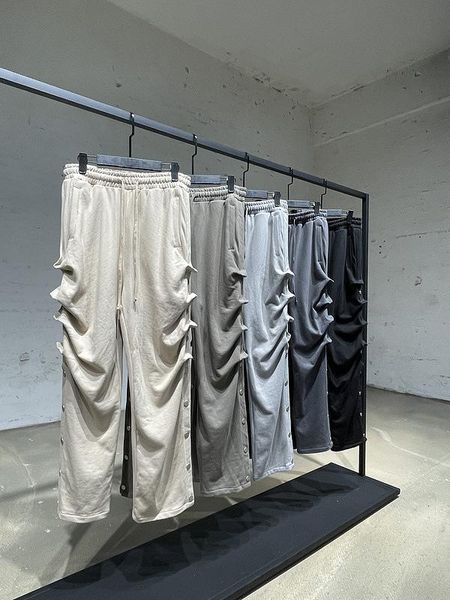 men's pants hip hop pleated button full length men loose elastic waist straight solid color casual trousers autumn, Black
men's pants hip hop pleated button full length men loose elastic waist straight solid color casual trousers autumn, Black