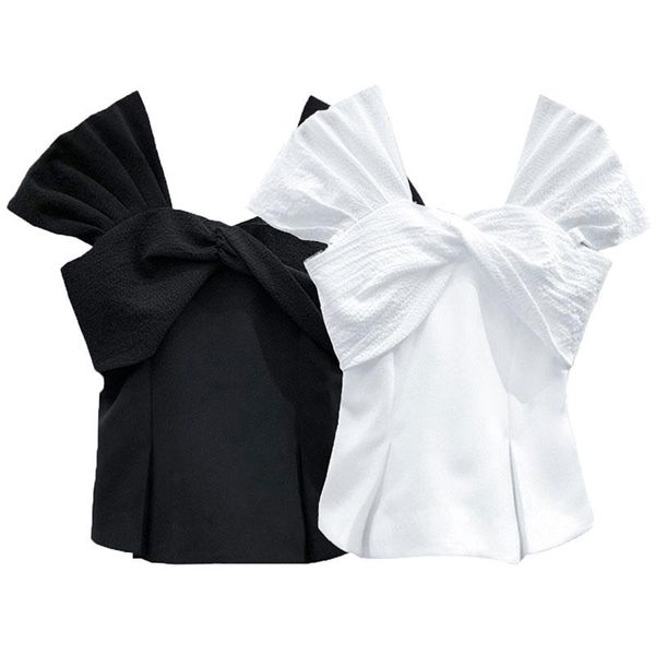 women's t-shirt square collar pleated bow patchwork design t shirt 2021 summer sleeveless fashion sweet solid woman tshirts, White
women's t-shirt square collar pleated bow patchwork design t shirt 2021 summer sleeveless fashion sweet solid woman tshirts, White