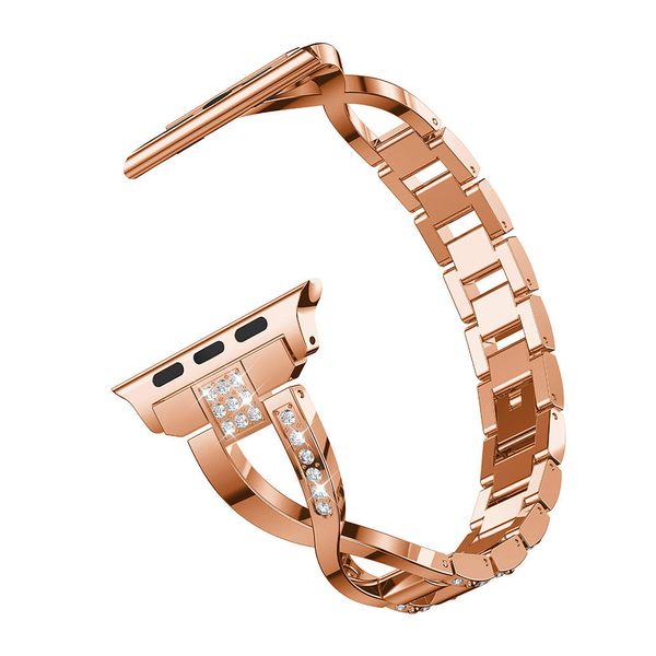 girls/women fashion diamond strap for apple watch band series 6/se/5/4/3/2 steel x pattern bracelet for iwatch 40mm 44mm 38/42mm