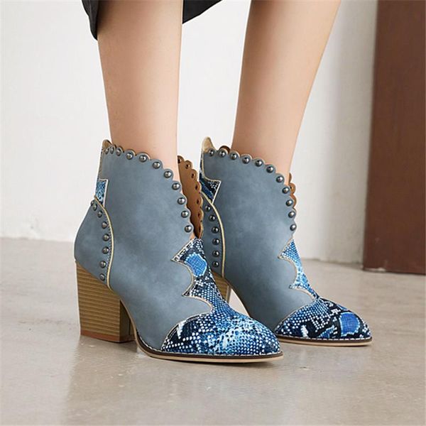 boots 2021 female autumn winter lace pu leather cowboy ankle rivet women wedge high heel booties snake print western boot blue, Black
boots 2021 female autumn winter lace pu leather cowboy ankle rivet women wedge high heel booties snake print western boot blue, Black