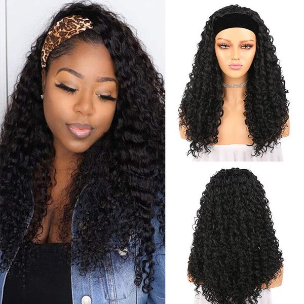 synthetic wigs headband hair curly glueless wig with attached natural color deep wave lace front, Black
synthetic wigs headband hair curly glueless wig with attached natural color deep wave lace front, Black