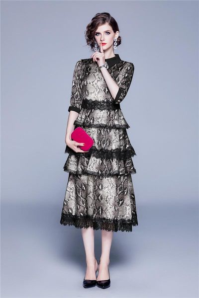 casual dresses elegant designer women dress autumn turn-down collar print lace patchwork cake female vintage party vestidos, Black;gray
casual dresses elegant designer women dress autumn turn-down collar print lace patchwork cake female vintage party vestidos, Black;gray