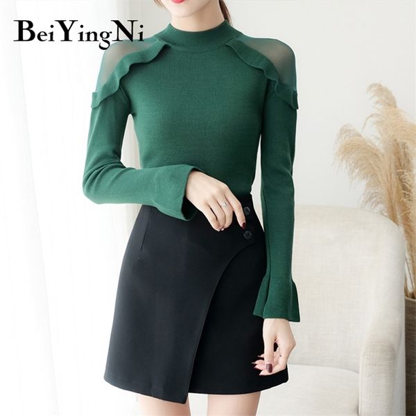 half turtleneck sweater women plain casual mesh patckwork chic knitted long sleeve basic pullover jumper femme 210506, Black
half turtleneck sweater women plain casual mesh patckwork chic knitted long sleeve basic pullover jumper femme 210506, Black