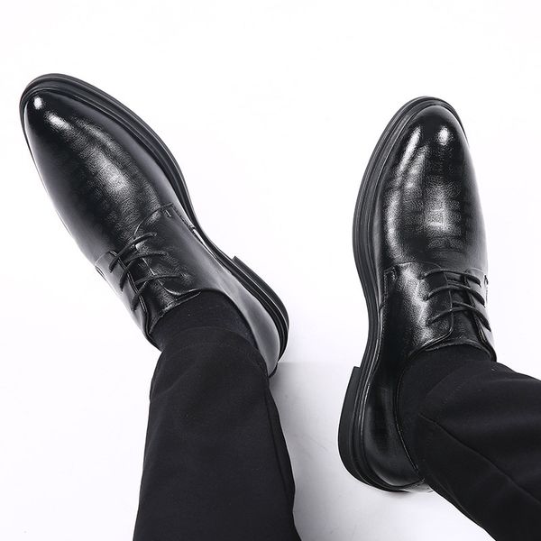 leather shoes men's genuine busins inner heightening lattice formal spring fashion single, Black
leather shoes men's genuine busins inner heightening lattice formal spring fashion single, Black