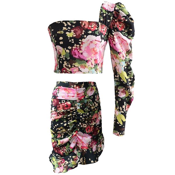 women 2 pieces printed set one shoulder square collar cropped mini skirts suit female fashion casual clothes 210517, White
women 2 pieces printed set one shoulder square collar cropped mini skirts suit female fashion casual clothes 210517, White