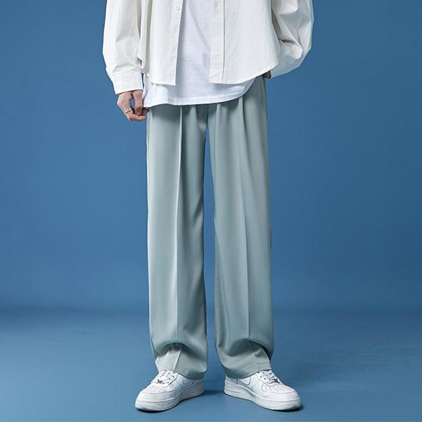 men's suits & blazers summer ice silk floor dragging trousers korean loose straight tube breathable versatile wide leg casual pants men, White;black
men's suits & blazers summer ice silk floor dragging trousers korean loose straight tube breathable versatile wide leg casual pants men, White;black