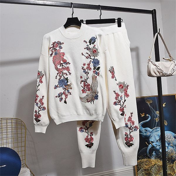 pant white gray black knitted tracksuit women 2pc embroidery flowers pullover sweater pencil pants set female loose casual knit suit
pant white gray black knitted tracksuit women 2pc embroidery flowers pullover sweater pencil pants set female loose casual knit suit